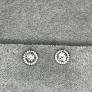 Round White Topaz Earrings